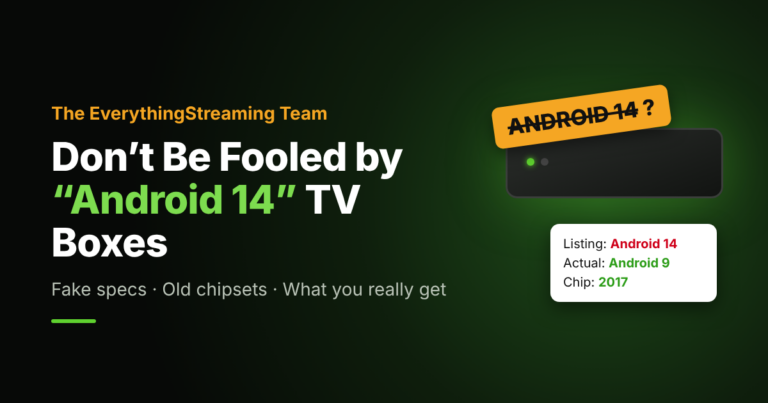 Don’t be fooled by “Android 14” TV boxes – listing says Android 14, actual is Android 9 with a 2017 chipset